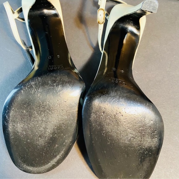 Gucci off white black patent leather sandals 8 - Picture 7 of 9